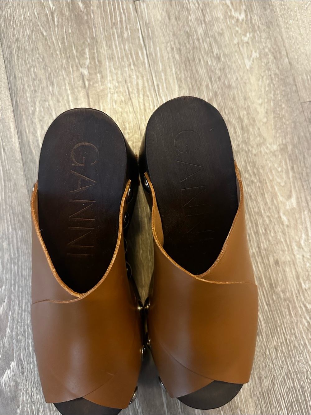 NWOB GANNI Retro Peep Toe Wood Sandal - Picture 3 of 4